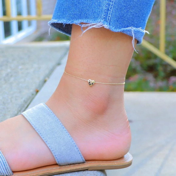 ❤️HEART CHARM PERSONALIZED CUSTOM DAINTY GOLD INITIAL ANKLET GIRL TEEN,ELDM22225 - Picture 6 of 13